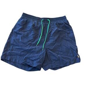VNTG Polo Ralph Lauren Swim Trunks XL Navy Multicolor Pony Logo Mesh Lined Short